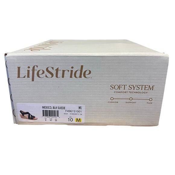 LifeStride Mexico Wedge Sandal Black - 10M NIB - Picture 7 of 7